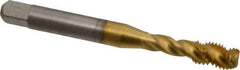 Accupro - 1/4-28 UNF 3 Flute 3B Modified Bottoming Spiral Flute Tap - Powdered Metal, TiN Finish, 2-1/2" OAL, Right Hand Flute, Right Hand Thread, H3 - USA Tool & Supply
