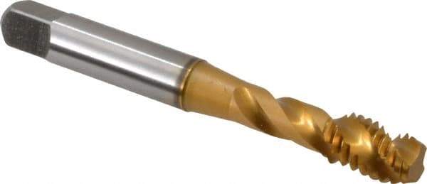 Accupro - 5/16-18 UNC 3 Flute 2B Modified Bottoming Spiral Flute Tap - Powdered Metal, TiN Finish, 2-23/32" OAL, Right Hand Flute, Right Hand Thread, H5 - USA Tool & Supply