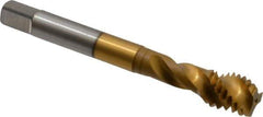 Accupro - 7/16-14 UNC 3 Flute Modified Bottoming Spiral Flute Tap - Powdered Metal, TiN Finish, 3-5/32" OAL, Right Hand Flute, Right Hand Thread, H3 - USA Tool & Supply
