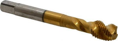 Accupro - 7/16-20 UNF 3 Flute Modified Bottoming Spiral Flute Tap - Powdered Metal, TiN Finish, 3-5/32" OAL, Right Hand Flute, Right Hand Thread, H3 - USA Tool & Supply