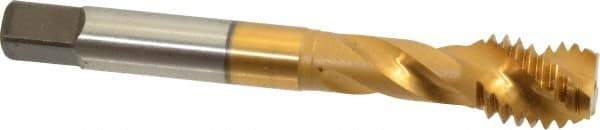 Accupro - 1/2-13 UNC 3 Flute 3B Modified Bottoming Spiral Flute Tap - Powdered Metal, TiN Finish, 3-3/8" OAL, Right Hand Flute, Right Hand Thread, H3 - USA Tool & Supply