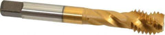 Accupro - 1/2-13 UNC 3 Flute 3B Modified Bottoming Spiral Flute Tap - Powdered Metal, TiN Finish, 3-3/8" OAL, Right Hand Flute, Right Hand Thread, H3 - USA Tool & Supply