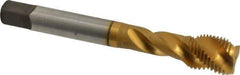 Accupro - 1/2-20 UNF 3 Flute 3B Modified Bottoming Spiral Flute Tap - Powdered Metal, TiN Finish, 3-3/8" OAL, Right Hand Flute, Right Hand Thread, H3 - USA Tool & Supply