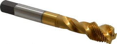 Accupro - 1/2-20 UNF 3 Flute 2B Modified Bottoming Spiral Flute Tap - Powdered Metal, TiN Finish, 3-3/8" OAL, Right Hand Flute, Right Hand Thread, H5 - USA Tool & Supply