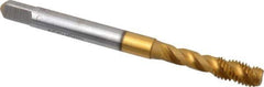 Accupro - M5x0.80 Metric Coarse 3 Flute 6H Modified Bottoming Spiral Flute Tap - Powdered Metal, TiN Finish, 2-3/8" OAL, Right Hand Flute, Right Hand Thread, D4 - USA Tool & Supply