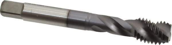 Accupro - M12x1.75 Metric Coarse 3 Flute 6H Modified Bottoming Spiral Flute Tap - Powdered Metal, TiCN Finish, 3-3/8" OAL, Right Hand Flute, Right Hand Thread, D6 - USA Tool & Supply