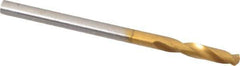 Guhring - #34 130° Parabolic Flute Cobalt Screw Machine Drill Bit - TiN Finish, Right Hand Cut, 16mm Flute Length, 46mm OAL, Standard Point, Straight Shank - USA Tool & Supply