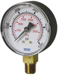 Wika - 2-1/2" Dial, 1/4 Thread, 0-200 Scale Range, Pressure Gauge - Lower Connection Mount, Accurate to 3-2-3% of Scale - USA Tool & Supply