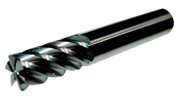 Accupro - 1", 1-3/4" LOC, 1" Shank Diam, 4" OAL, 6 Flute, Solid Carbide Square End Mill - Single End, TiCN Finish, Spiral Flute, 40° Helix, Centercutting, Right Hand Cut, Right Hand Flute - USA Tool & Supply