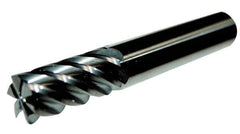 Accupro - 1", 1-3/4" LOC, 1" Shank Diam, 4" OAL, 6 Flute, Solid Carbide Square End Mill - Single End, TiCN Finish, Spiral Flute, 40° Helix, Centercutting, Right Hand Cut, Right Hand Flute - USA Tool & Supply