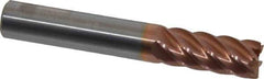 Accupro - 3/8", 7/8" LOC, 3/8" Shank Diam, 2-1/2" OAL, 6 Flute, Solid Carbide Square End Mill - Single End, TiCN Finish, Spiral Flute, 40° Helix, Centercutting, Right Hand Cut, Right Hand Flute - USA Tool & Supply
