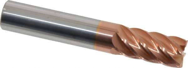 Accupro - 1/2", 1" LOC, 1/2" Shank Diam, 3" OAL, 6 Flute, Solid Carbide Square End Mill - Single End, TiCN Finish, Spiral Flute, 40° Helix, Centercutting, Right Hand Cut, Right Hand Flute - USA Tool & Supply