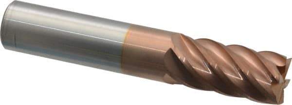 Accupro - 5/8", 1-1/4" LOC, 5/8" Shank Diam, 3-1/2" OAL, 6 Flute, Solid Carbide Square End Mill - Single End, TiCN Finish, Spiral Flute, 40° Helix, Centercutting, Right Hand Cut, Right Hand Flute - USA Tool & Supply
