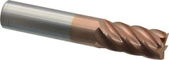 Accupro - 5/8", 1-1/4" LOC, 5/8" Shank Diam, 3-1/2" OAL, 6 Flute, Solid Carbide Square End Mill - Single End, TiCN Finish, Spiral Flute, 40° Helix, Centercutting, Right Hand Cut, Right Hand Flute - USA Tool & Supply