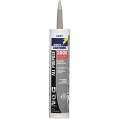 White Lightning - 10 oz Cartridge Gray Acrylic & Latex Caulk - -30 to 180°F Operating Temp, 12 min Tack Free Dry Time, Series 3006 - USA Tool & Supply