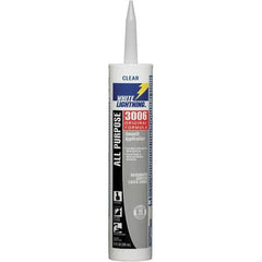 White Lightning - 10 oz Cartridge Clear Acrylic & Latex Caulk - -30 to 180°F Operating Temp, 12 min Tack Free Dry Time, Series 3006 - USA Tool & Supply