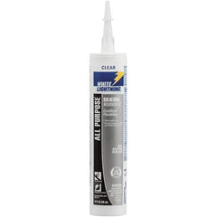 White Lightning - 10 oz Cartridge Clear RTV Silicone Joint Sealant - -80 to 400°F Operating Temp, 30 min Tack Free Dry Time, 24 hr Full Cure Time - USA Tool & Supply