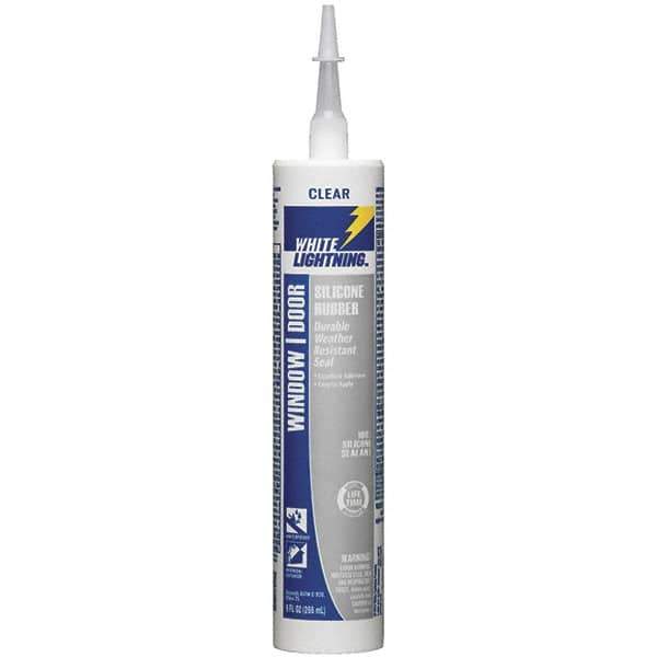 White Lightning - 10 oz Cartridge Clear RTV Silicone Joint Sealant - -80 to 450°F Operating Temp, 30 min Tack Free Dry Time, 24 hr Full Cure Time - USA Tool & Supply