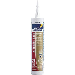 White Lightning - 10 oz Cartridge White RTV Silicone Caulk - 150°F Max Operating Temp - USA Tool & Supply