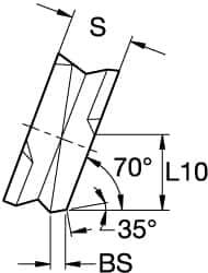 Kennametal - SPHX1205 Grade KT530M Cermet Milling Insert - TiAlN Finish, 0.2165" Thick, 12mm Inscribed Circle - USA Tool & Supply