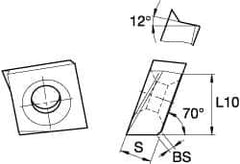 Kennametal - Grade KCK15 Carbide Milling Insert - TiN/TiCN/Al2O3 Finish, 0.2165" Thick, 12mm Inscribed Circle - USA Tool & Supply