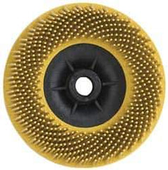 3M - 4-1/2" 80 Grit Ceramic Straight Disc Brush - Medium Grade, Threaded Hole Connector, 3/4" Trim Length, 5/8-11 Threaded Arbor Hole - USA Tool & Supply