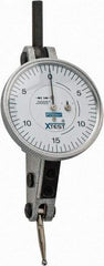 Fowler - 0.06 Inch Range, 0.0005 Inch Dial Graduation, Horizontal Dial Test Indicator - 1-1/2 Inch White Dial, 0-15-0 Dial Reading - USA Tool & Supply
