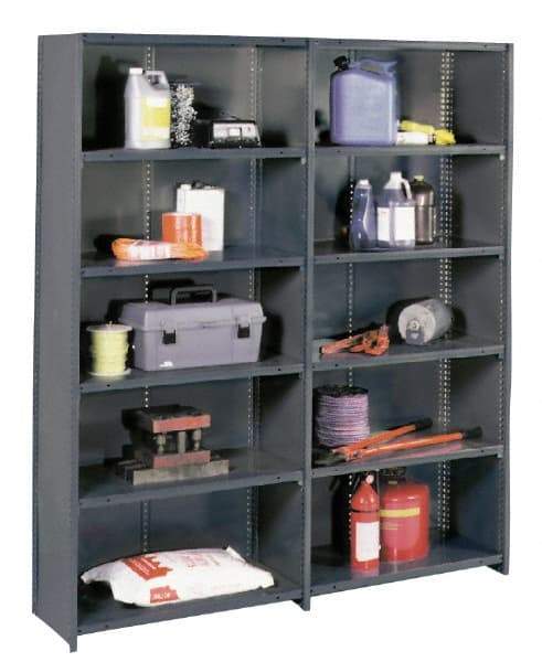 Value Collection - 6 Shelf, 500 Lb. Capacity, Closed Shelving Add-On Unit - 48 Inch Wide x 12 Inch Deep x 85 Inch High, Gray - USA Tool & Supply