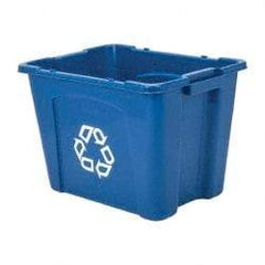 Rubbermaid - 14 Gal Blue Rectangle Recycling Container - Polyethylene, 14-3/4" High x 20-3/4" Long x 16" Wide - USA Tool & Supply