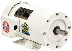 US Motors - 1 hp, TENV Enclosure, No Thermal Protection, 3,450 RPM, 208-230/460 Volt, 60 Hz, Three Phase Energy Efficient Motor - Size 56C Frame, C-Face/Base Mount, 1 Speed, Ball Bearings, 2.534 Full Load Amps, F Class Insulation, Reversible - USA Tool & Supply