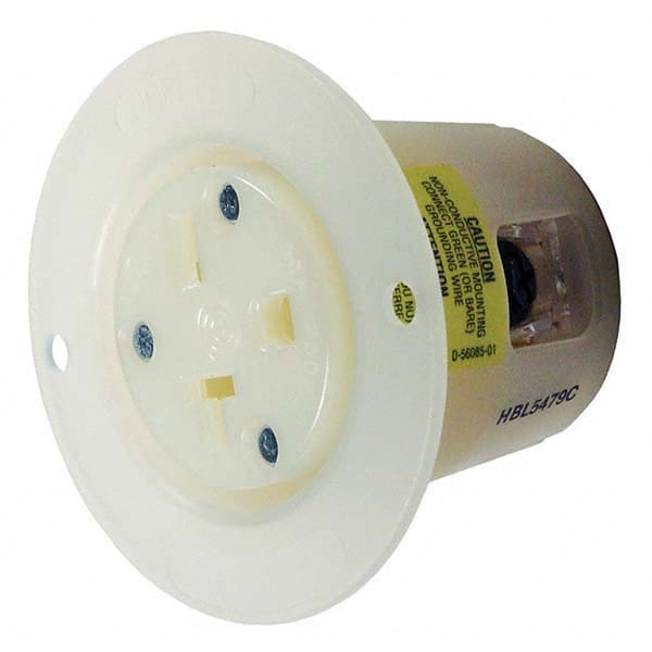 Hubbell Wiring Device-Kellems - 250V 20A NEMA 6-20R Commercial Grade White Straight Blade Flanged Receptacle - USA Tool & Supply