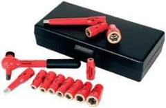 Wiha - 13 Piece 1/4" Drive Socket Set - 6 Points, 3/16" to 9/16" Range, Inch Measurement Standard - USA Tool & Supply