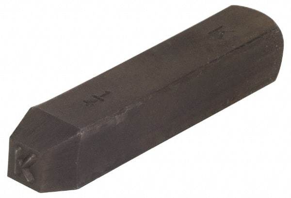 Made in USA - 3/16" Character Size, K Character, Heavy Duty Individual Steel Stamp - Steel, Letter - USA Tool & Supply