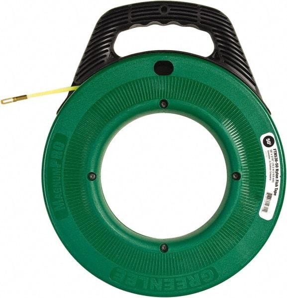 Greenlee - 50 Ft. Long x 3/16 Inch Wide, Nylon Fish Tape - 250 Lb. Pulling Strength, Includes Case - USA Tool & Supply