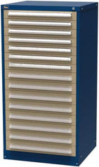 Vidmar - 15 Drawer, Modular Storage Cabinet - Steel, 30" Wide x 27-3/4" Deep x 59" High, Blue & Beige - USA Tool & Supply