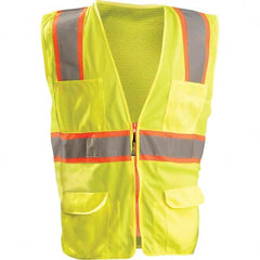 OccuNomix - Size 5XL HI-Vis Orange Mesh/Solid Surveyor's High Visibility Vest - USA Tool & Supply