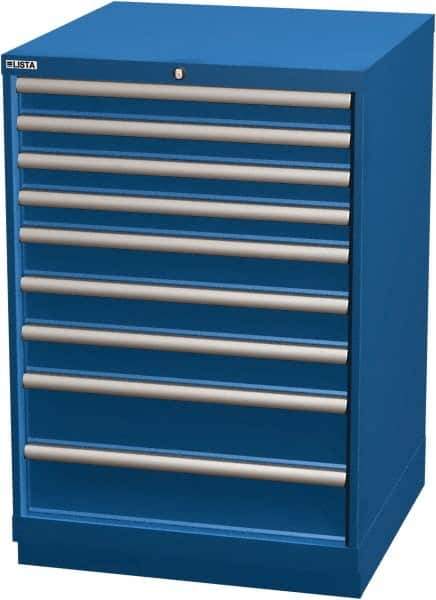 LISTA - 9 Drawer, Modular Storage Cabinet - Steel, 28-1/4" Wide x 28-1/2" Deep x 41-3/4" High, Blue - USA Tool & Supply