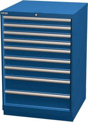 LISTA - 9 Drawer, Modular Storage Cabinet - Steel, 28-1/4" Wide x 28-1/2" Deep x 41-3/4" High, Blue - USA Tool & Supply