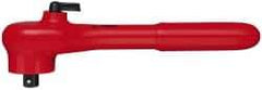 Knipex - 3/8" Drive Square Head Ratchet - Insulated Finish, 7-1/2" OAL, 24 Gear Teeth, Reversible Head - USA Tool & Supply