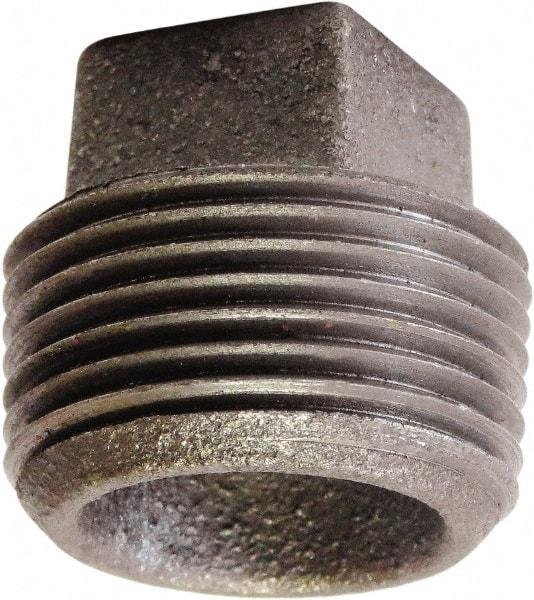 Made in USA - Size 2", Class 125, Cast Iron Black Pipe Square Plug - 175 psi, FPT End Connection - USA Tool & Supply