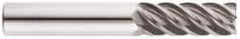 Niagara Cutter - 1", 5 Flute, Single End, Solid Carbide, 0.03" Corner Radius End Mill - 4" OAL, 45° Helix, Right Hand Flute, 2" LOC, Right Hand Cut - USA Tool & Supply