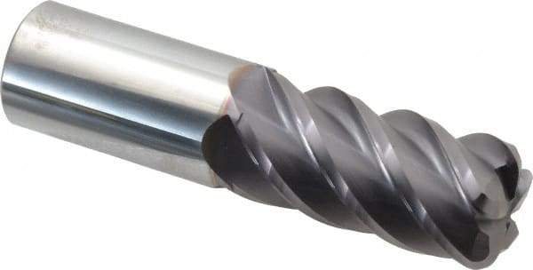 Niagara Cutter - 1", 5 Flute, Single End, Solid Carbide, 0.19" Corner Radius End Mill - 4" OAL, 45° Helix, Right Hand Flute, 2" LOC, Right Hand Cut - USA Tool & Supply