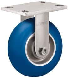 Albion - 5" Diam x 2" Wide x 6-1/2" OAH Top Plate Mount Rigid Caster - Neoprene, 600 Lb Capacity, Precision Sealed Bearing, 4 x 4-1/2" Plate - USA Tool & Supply