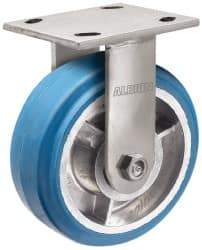 Albion - 6" Diam x 2" Wide x 7-1/4" OAH Top Plate Mount Rigid Caster - Neoprene, 700 Lb Capacity, Roller Bearing, 4 x 4-1/2" Plate - USA Tool & Supply