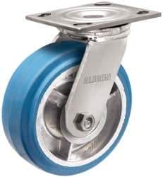 Albion - 4" Diam x 2" Wide x 5-5/8" OAH Top Plate Mount Swivel Caster - Neoprene, 500 Lb Capacity, Roller Bearing, 4 x 4-1/2" Plate - USA Tool & Supply