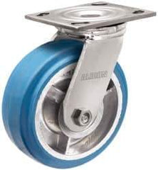 Albion - 6" Diam x 2" Wide x 7-1/4" OAH Top Plate Mount Swivel Caster - Neoprene, 700 Lb Capacity, Roller Bearing, 4 x 4-1/2" Plate - USA Tool & Supply
