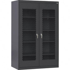 Sandusky Lee - 5 Shelf Visible Storage Cabinet - Steel, 36" Wide x 24" Deep x 72" High, Black - USA Tool & Supply