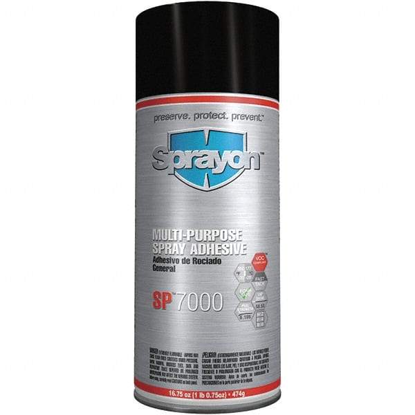 Krylon - 16.75 oz Aerosol White Spray Adhesive - High Tack, 350°F Heat Resistance, Low Strength Bond, Flammable, Series SP7000 - USA Tool & Supply