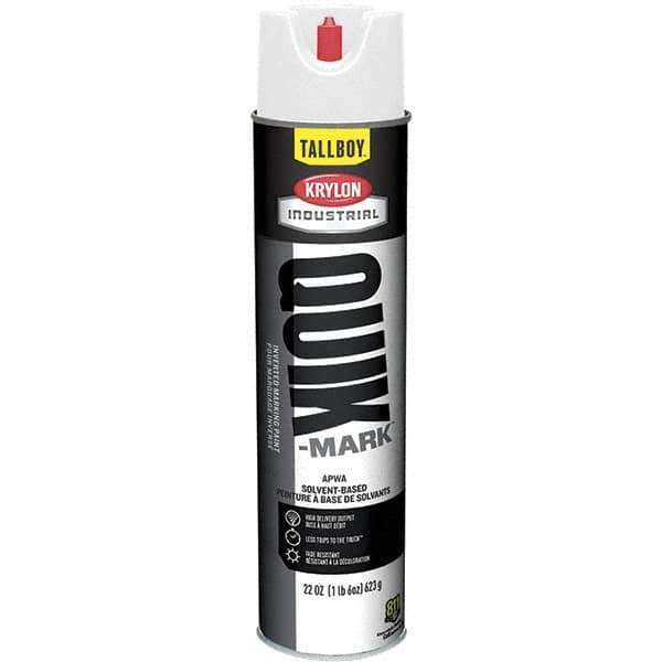 Krylon - 25 fl oz White Marking Paint - 35 to 71 Sq Ft Coverage, Solvent-Based Formula - USA Tool & Supply