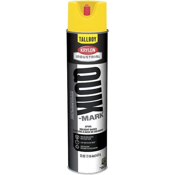 Krylon - 25 fl oz Yellow Marking Paint - 35 to 71 Sq Ft Coverage, Solvent-Based Formula - USA Tool & Supply